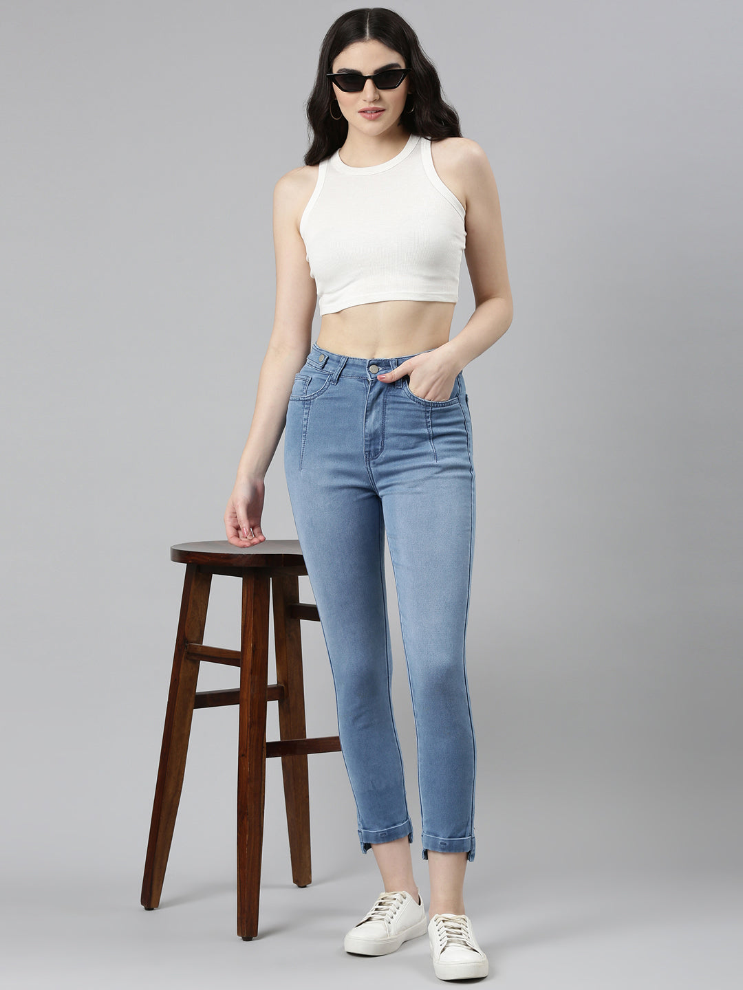 Women's Blue Slim Fit High Rise Denim Jeans