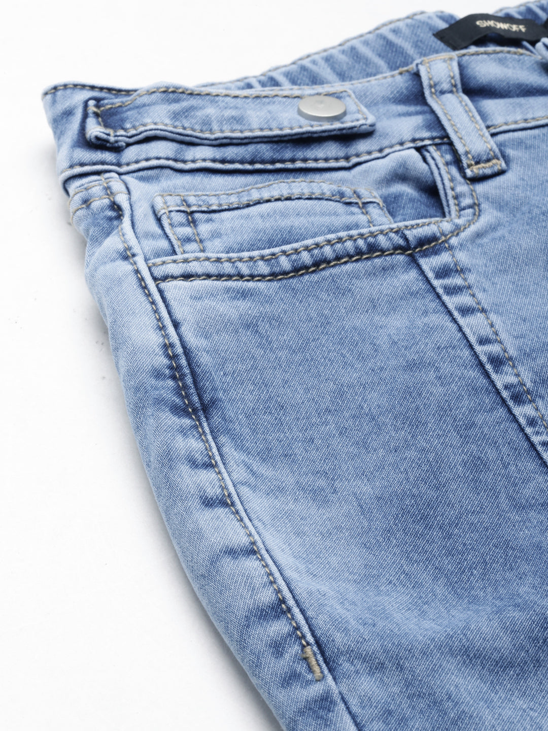 Women's Blue Mid Rise Slim Fit Cuffed Hem Denim Jeans