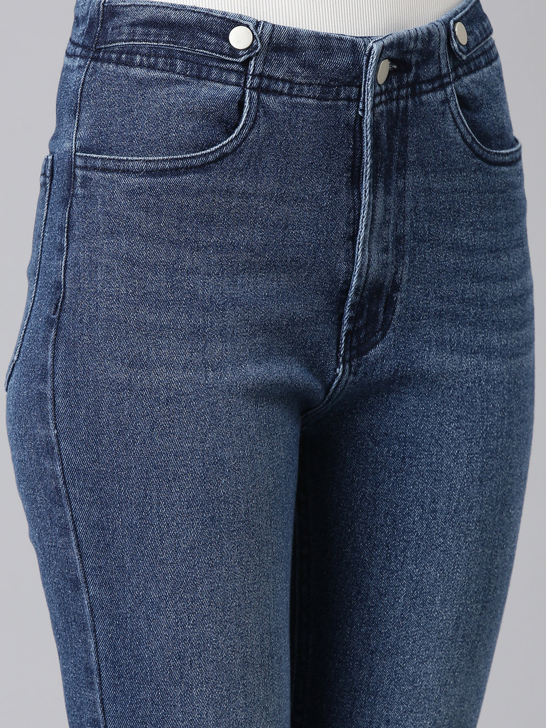 Women's Blue Regular Fit Mid-Rise Denim Jeans