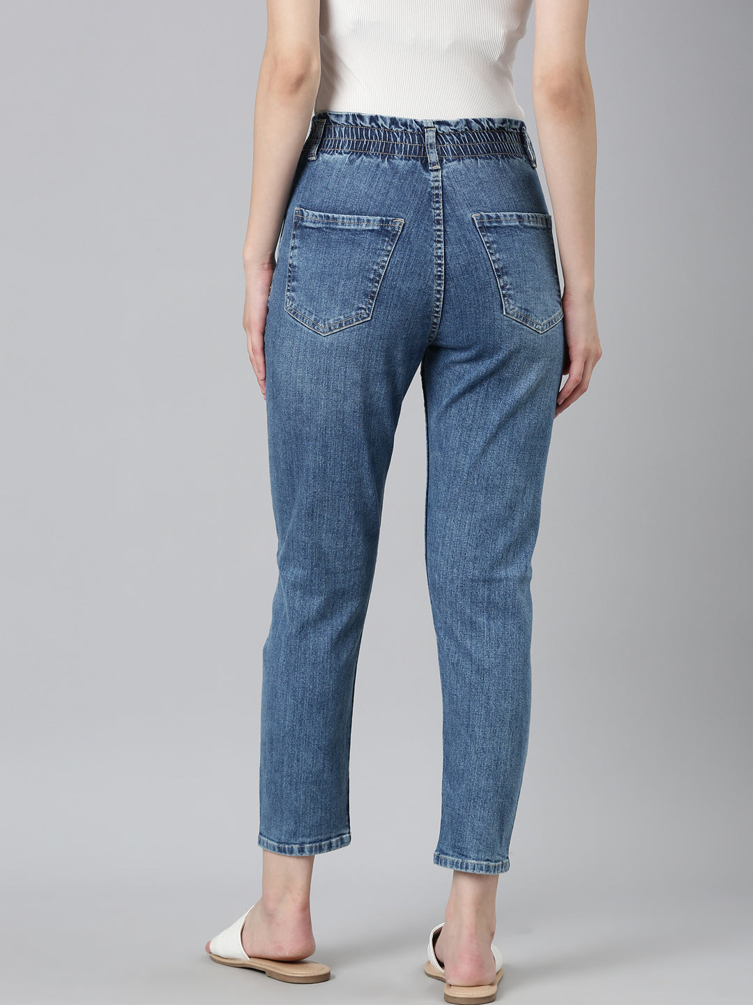 Women's Blue Slim Fit Light Fade Acid Wash Denim Jeans