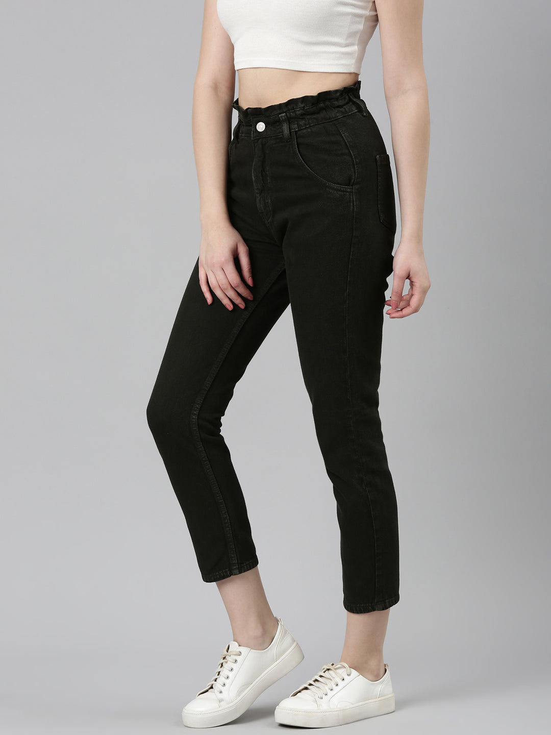 Women's Olive Acid Wash High-Raise Denim Jeans