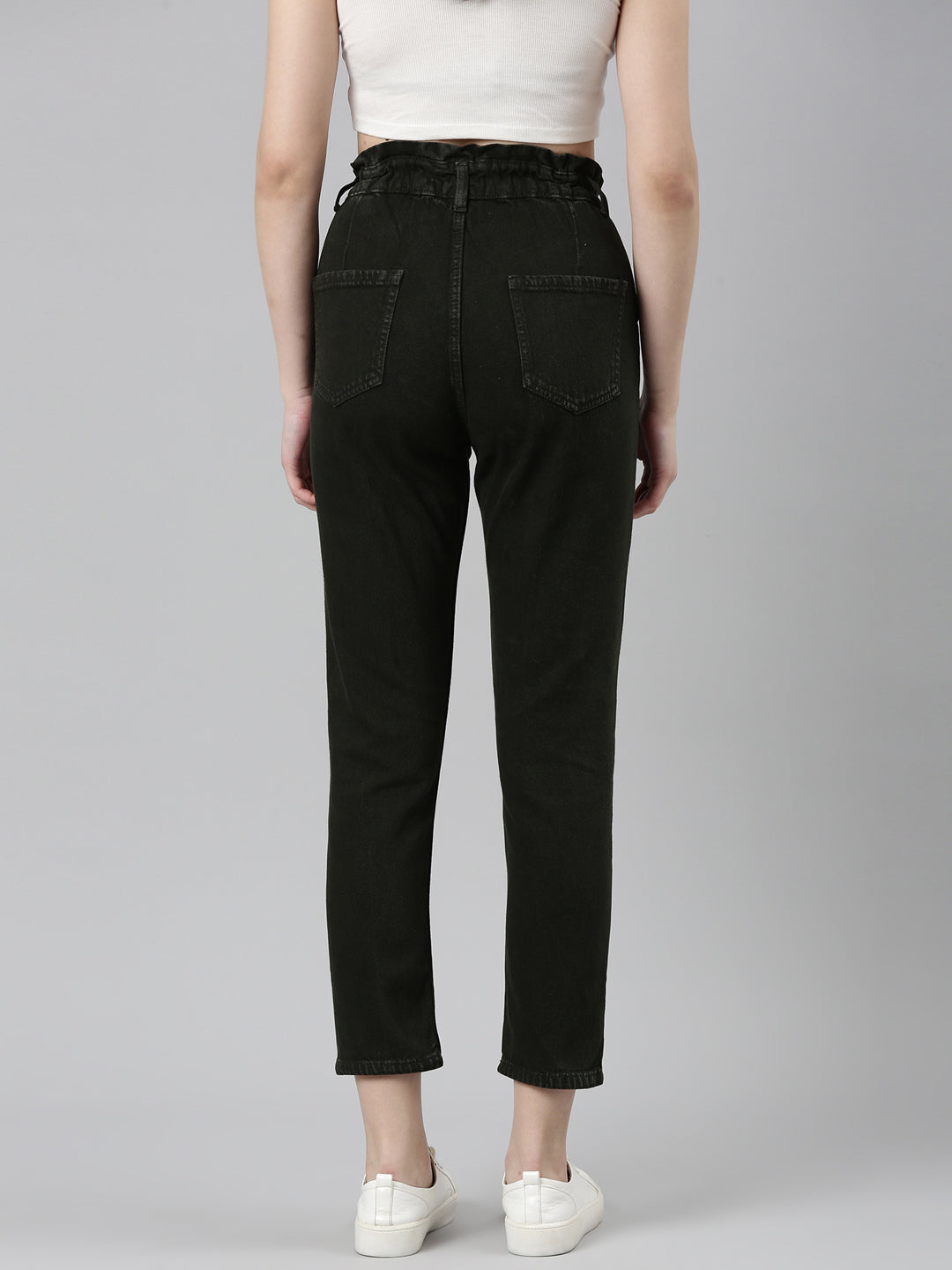 Women's Olive Acid Wash High-Raise Denim Jeans