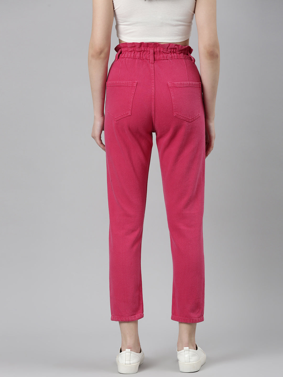 Women's Fuchsia Regular Fit Acid Wash Denim Jeans