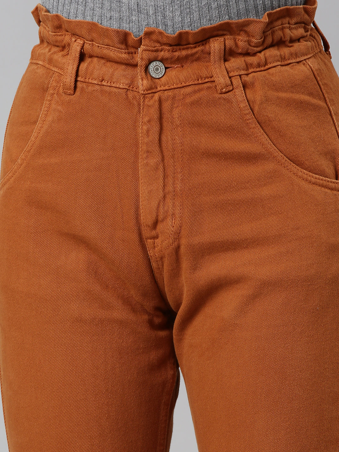 Women's Tan High Rise Acid Wash Denim Jeans