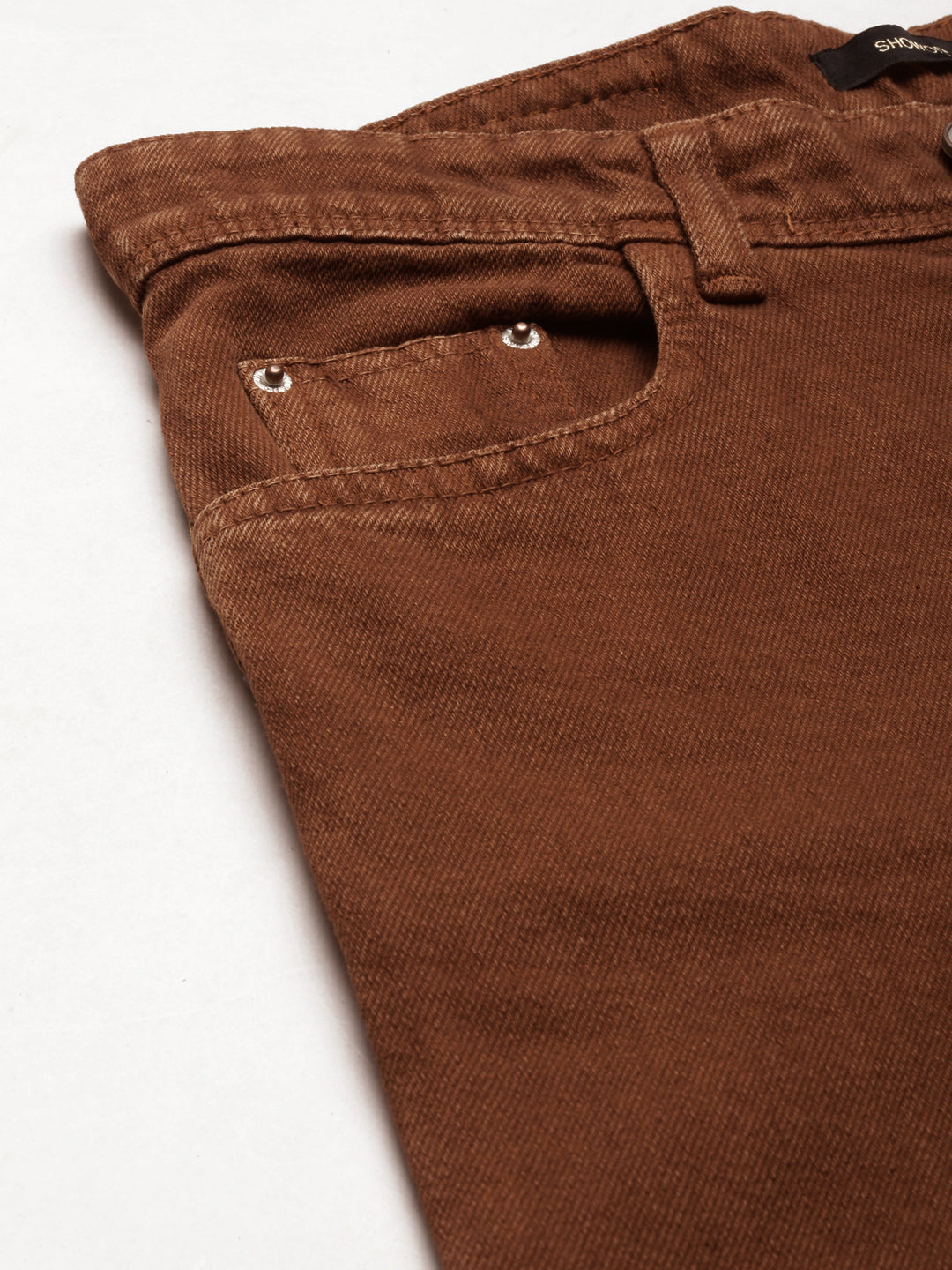 Women's Rust High-Rise Coloured Shade Cropped Denim Jeans
