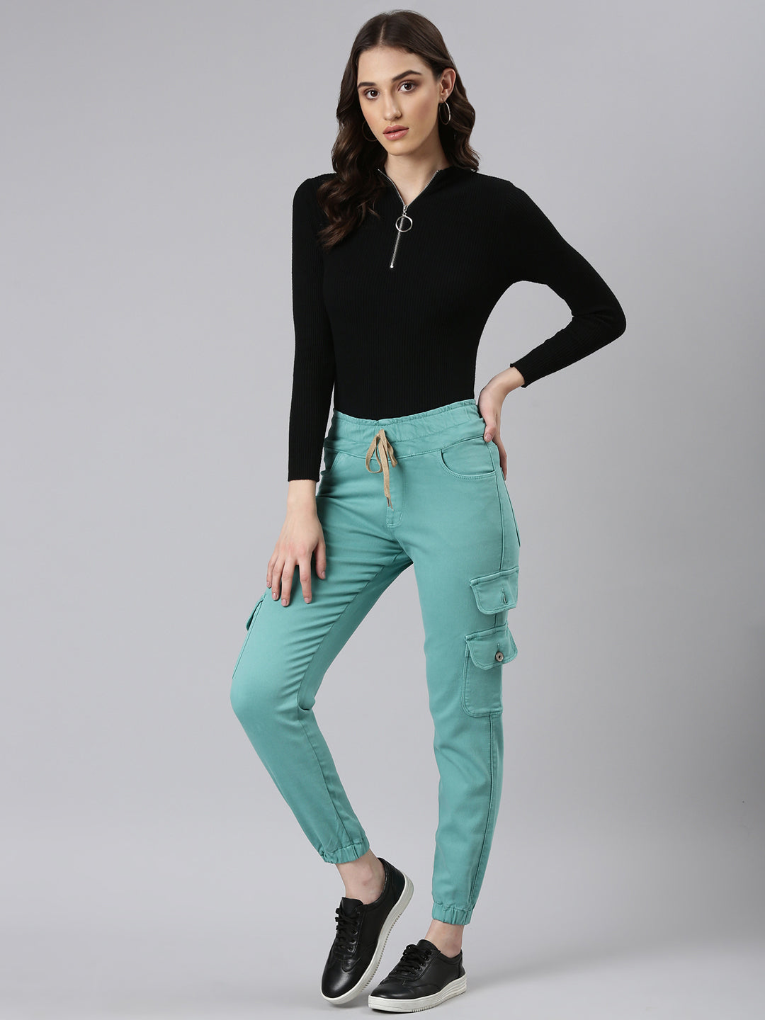 Women's Turquoise Blue High-Rise Denim Jeans