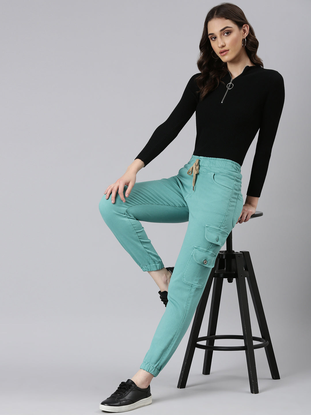 Women's Turquoise Blue High-Rise Denim Jeans