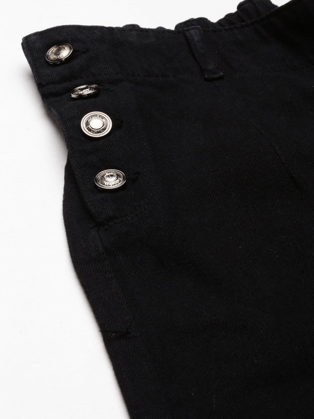 Women's Black High-Rise Cotton Wide Leg Denim Jeans
