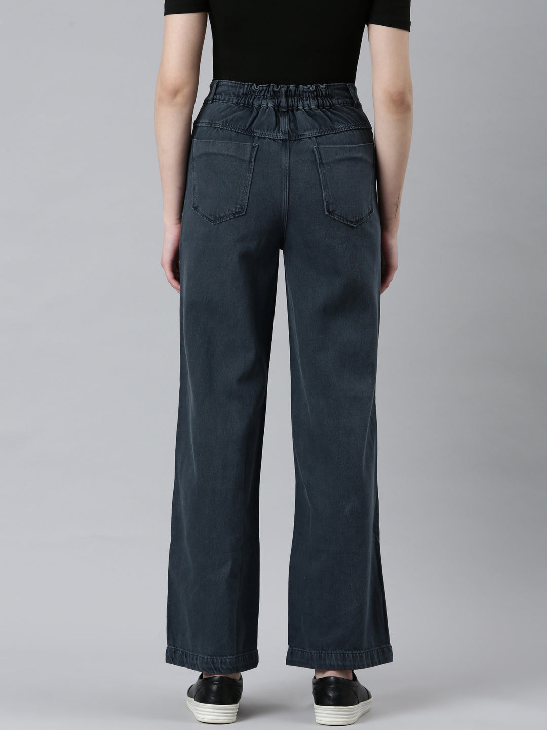 Women's Grey Wide Leg High-Rise Denim Jeans
