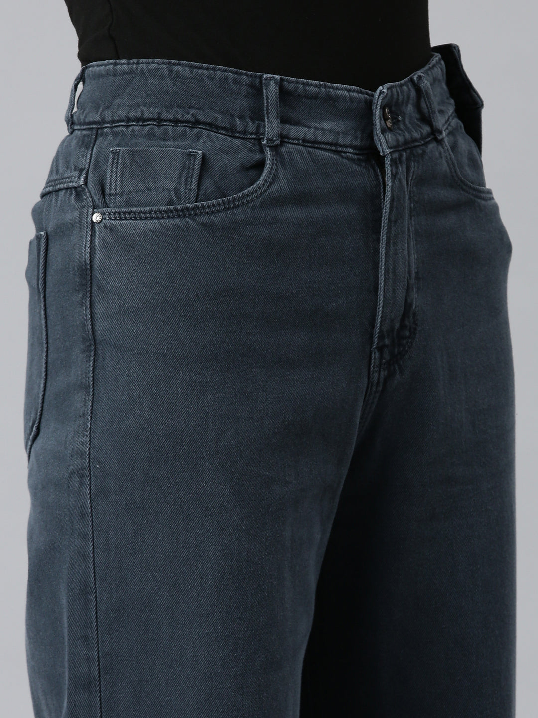 Women's Grey Wide Leg High-Rise Denim Jeans