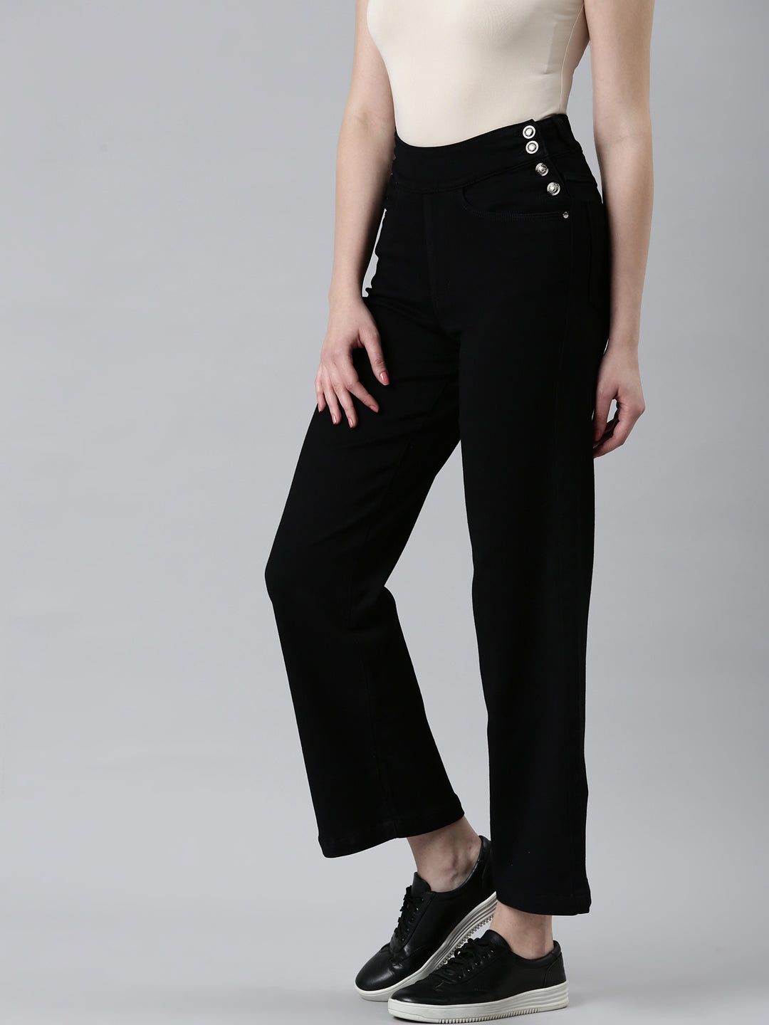 Women's Black Wide Leg Denim Jeans