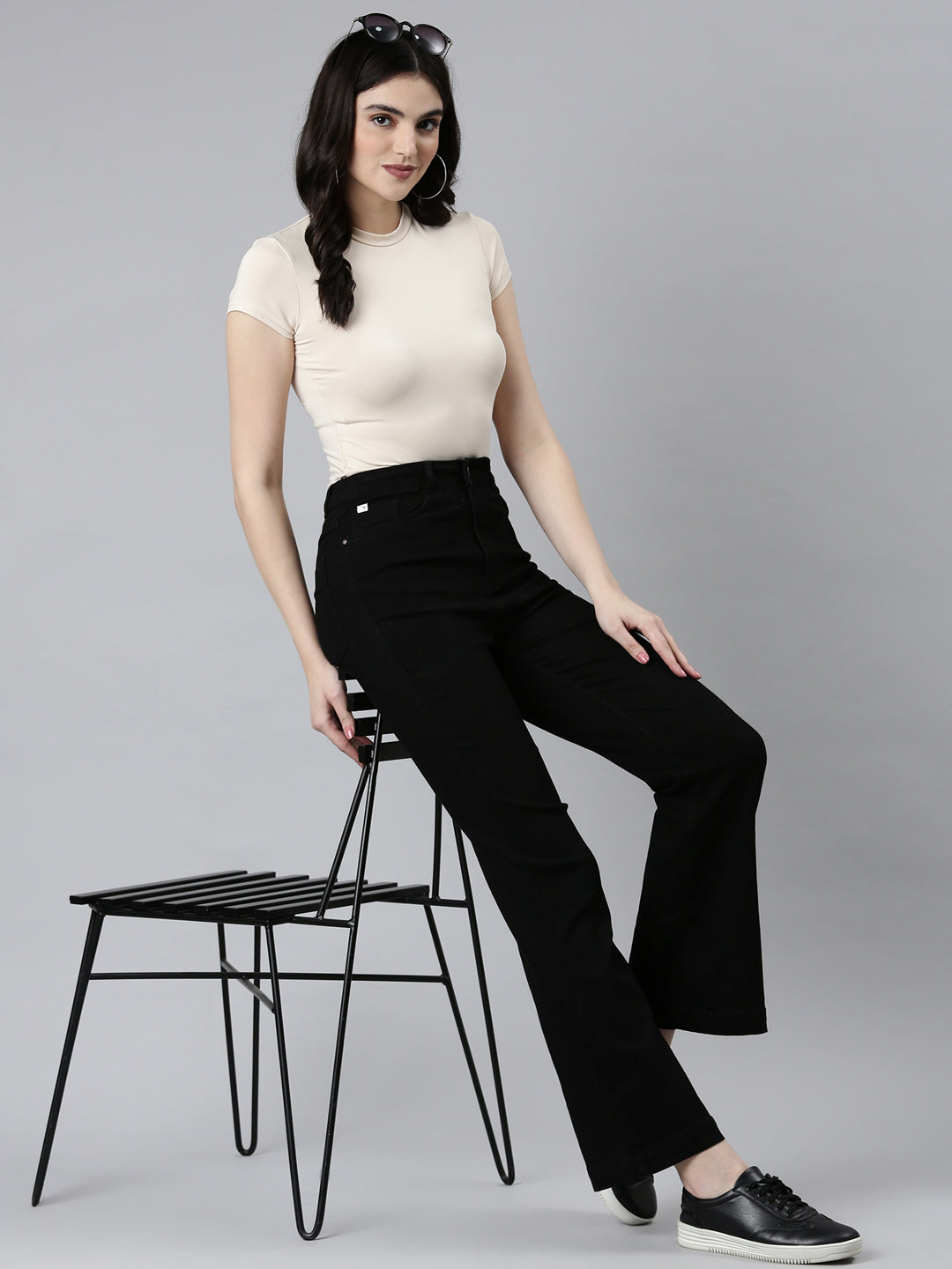 Women's Black Jean Mid-Rise Denim Jeans