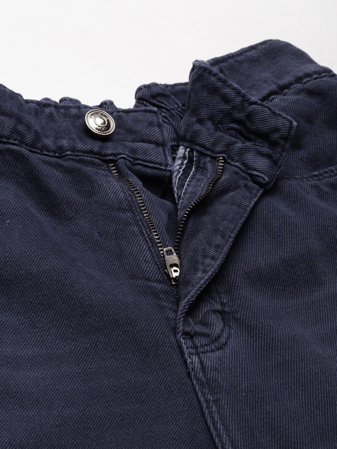 Women's Navy Blue Mid-Rise Light Fade Whiskers & Chevrons Denim Jeans