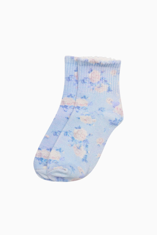 Lowell Fragrance Print Socks - WHISPER BLUE