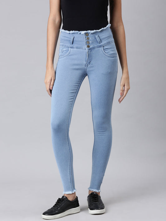 Women's Blue Skinny Fit Acid Wash Denim Jeans