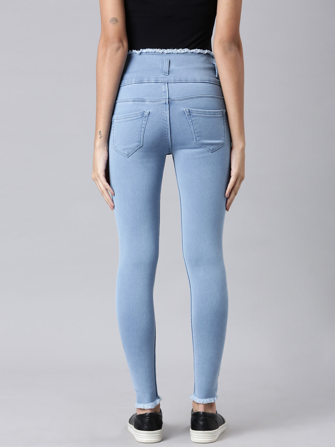 Women's Blue Skinny Fit Acid Wash Denim Jeans