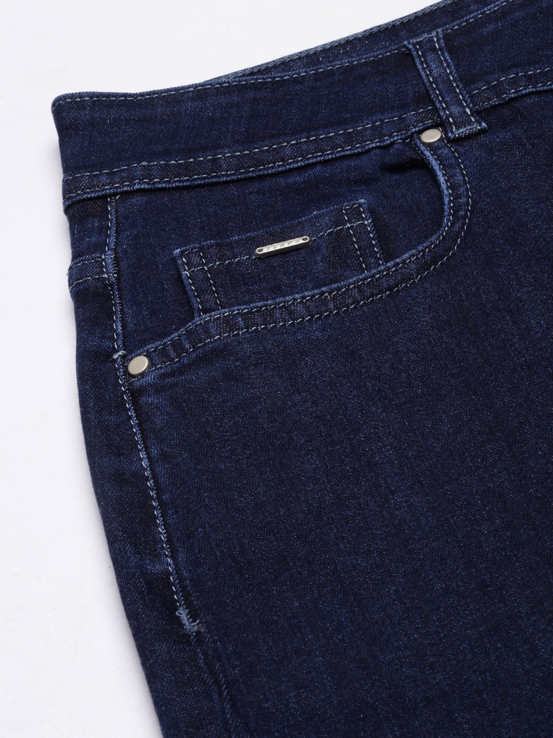 Women's Navy Blue Front-Slit Denim A-Line Skirt