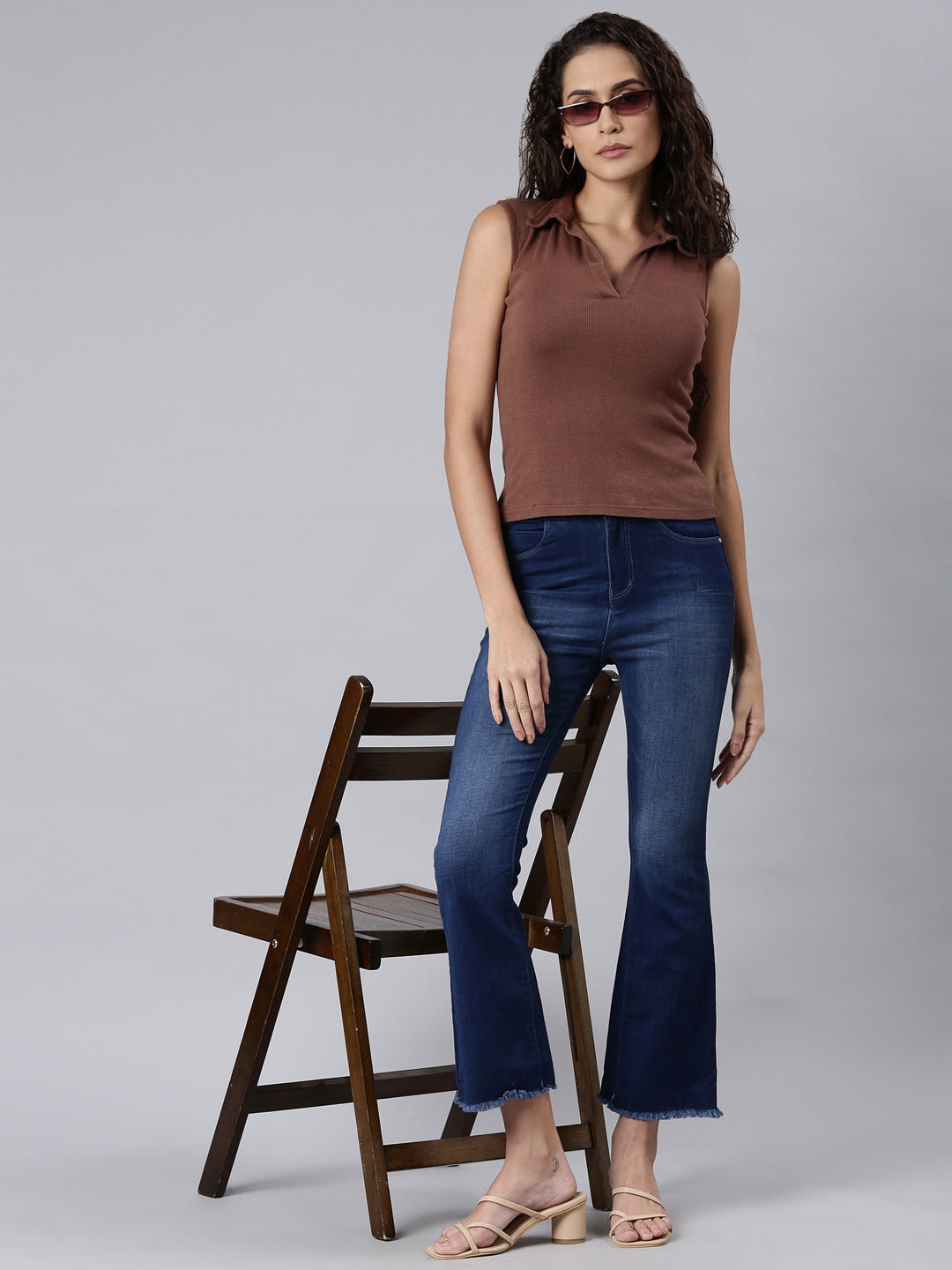 Women's Blue Mid Rise Bootcut Light Fade Retro Denim Jeans
