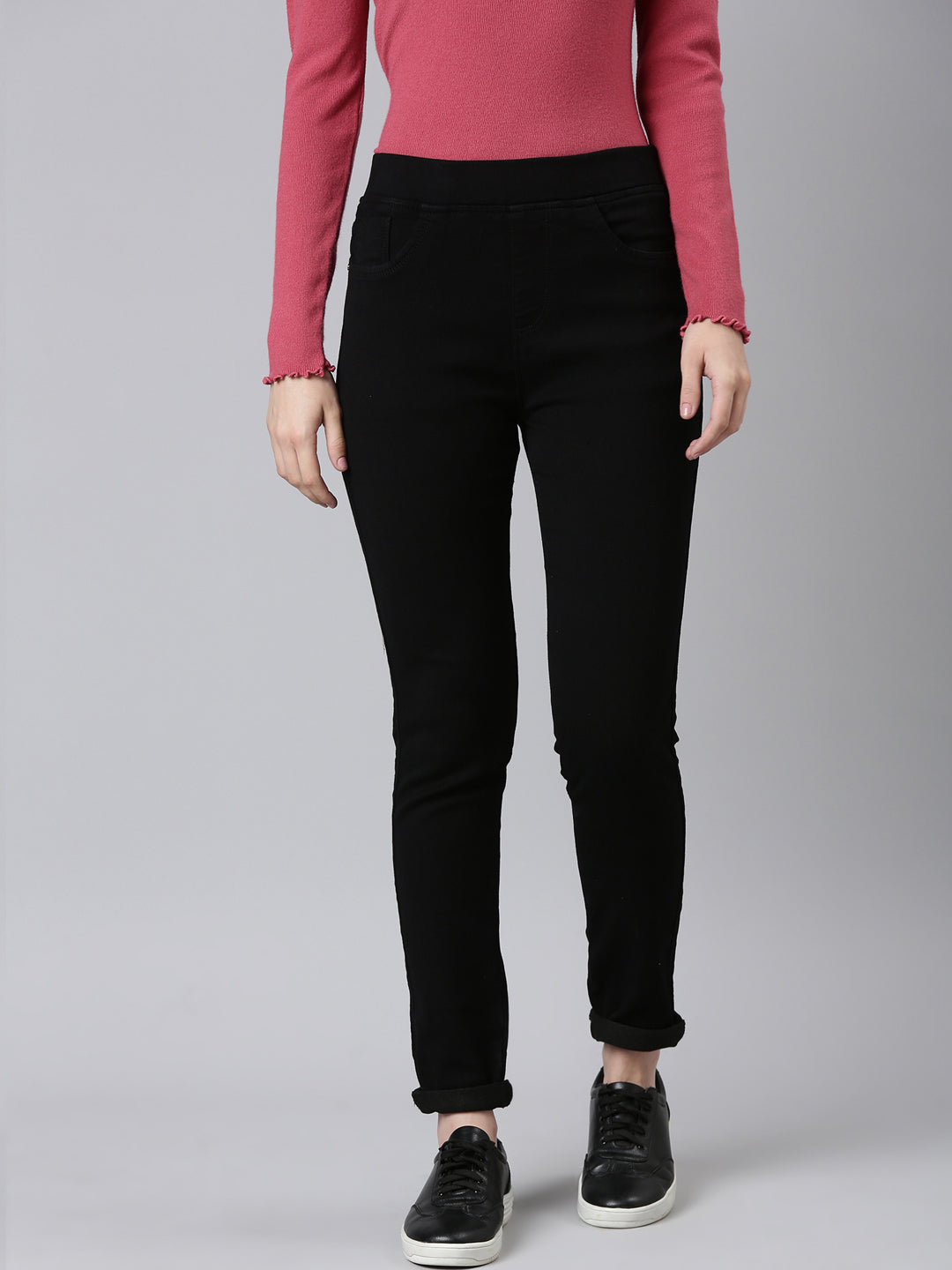 Women's Black Skinny Fit High-Rise Denim Jeans