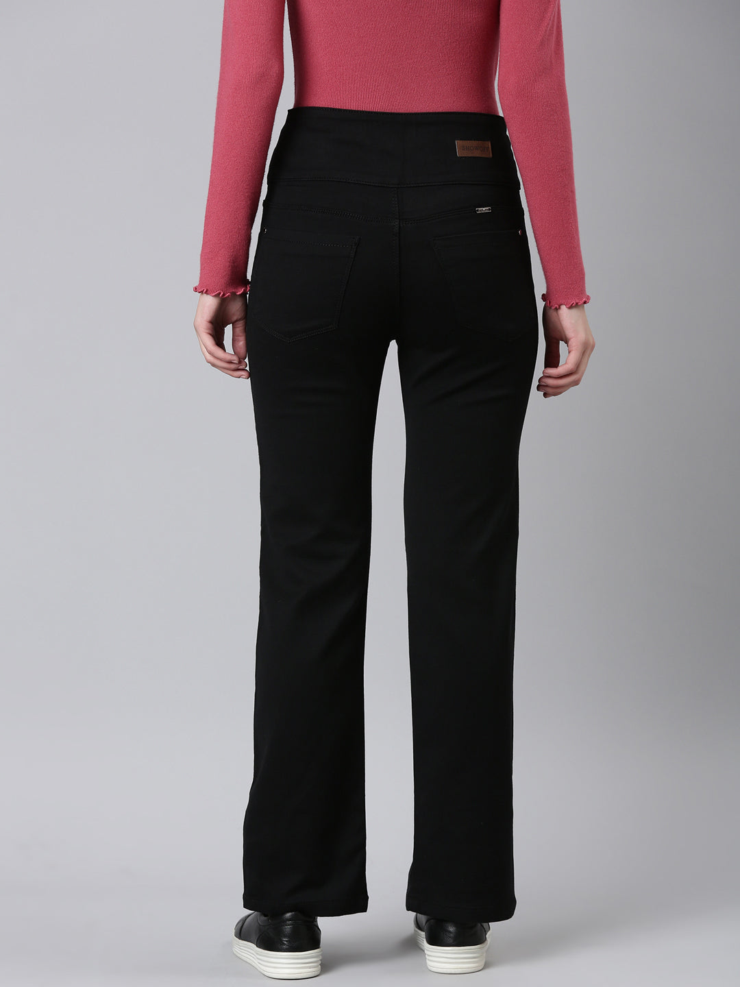 Women's Black High-Rise Straight Fit Denim Jeans