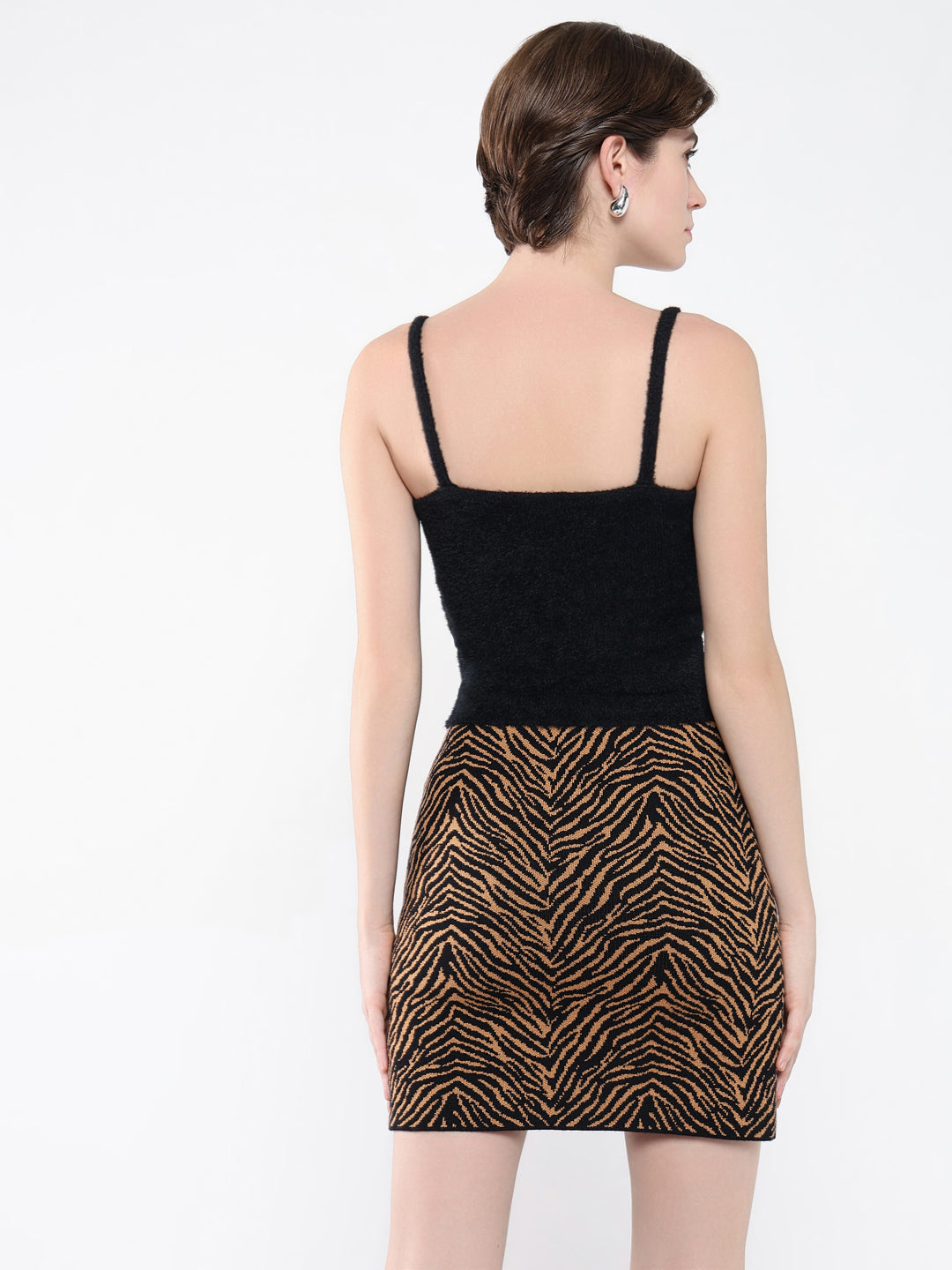 Women's Black Solid Shoulder Straps Acrylic Top