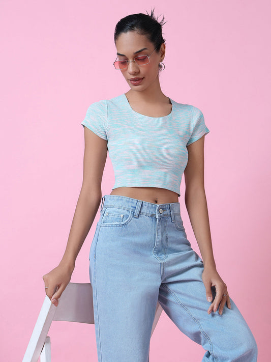 Women's Blue Crop Top