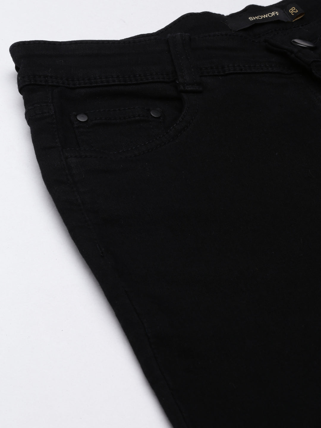 Women's Black Solid Wide Leg Denim Jeans
