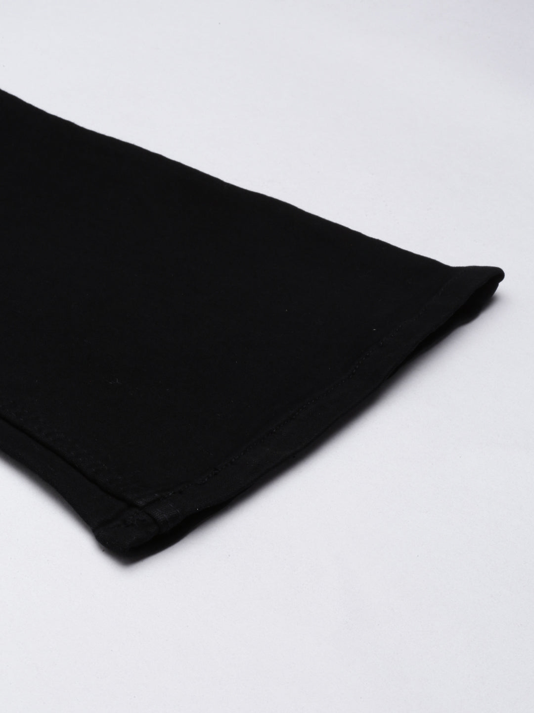 Women's Black Solid Wide Leg Denim Jeans