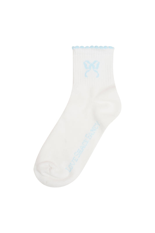 Doyenne Cotton Bow Ankle Socks - BLUE